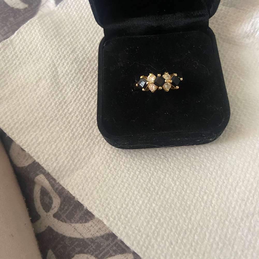 Women’s Size 8 Sapphire & Crystal Ring by Gold Coast 14k Gold Plated